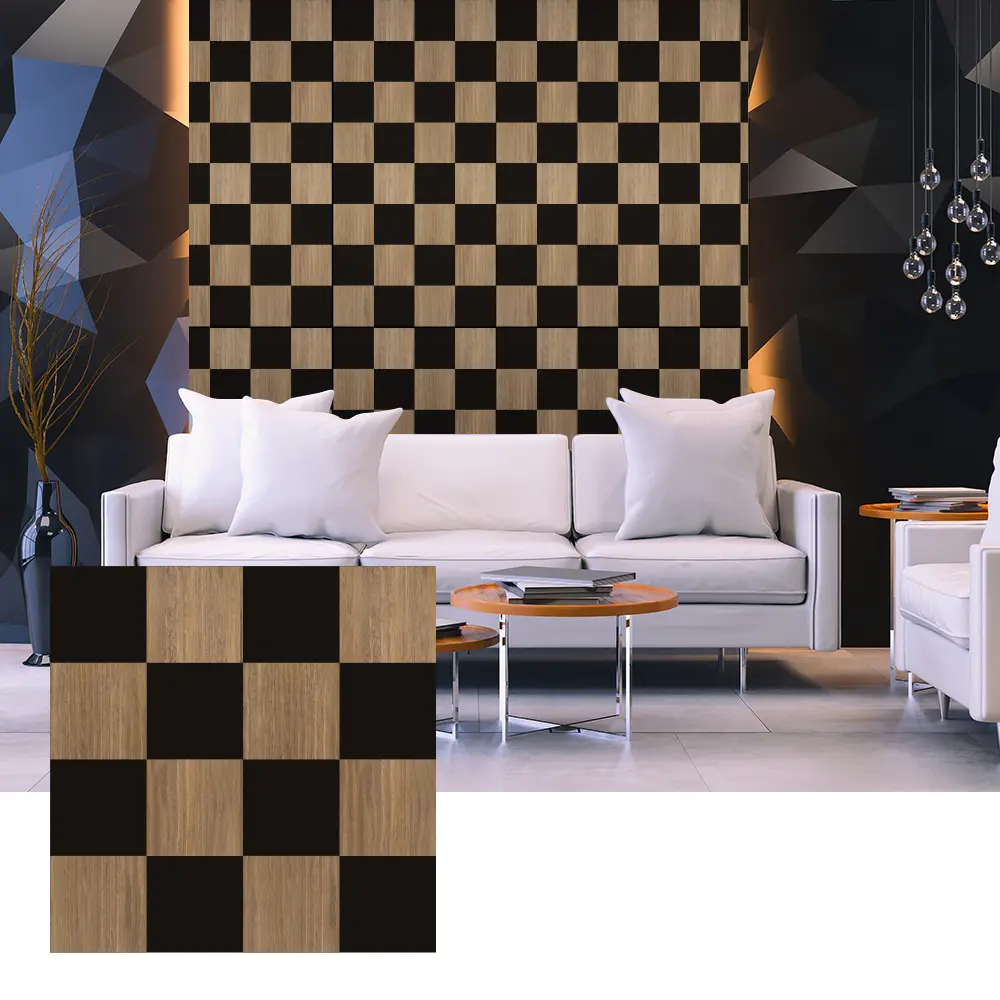 Pannelli acustici 3D impiallacciati in legno per la progettazione di pareti interne