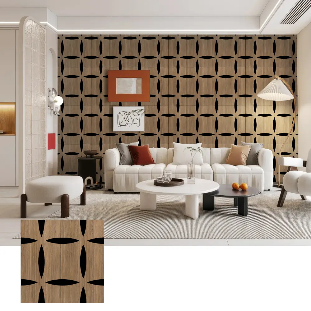 Pannelli murali acustici in legno 3D per interni decorativi