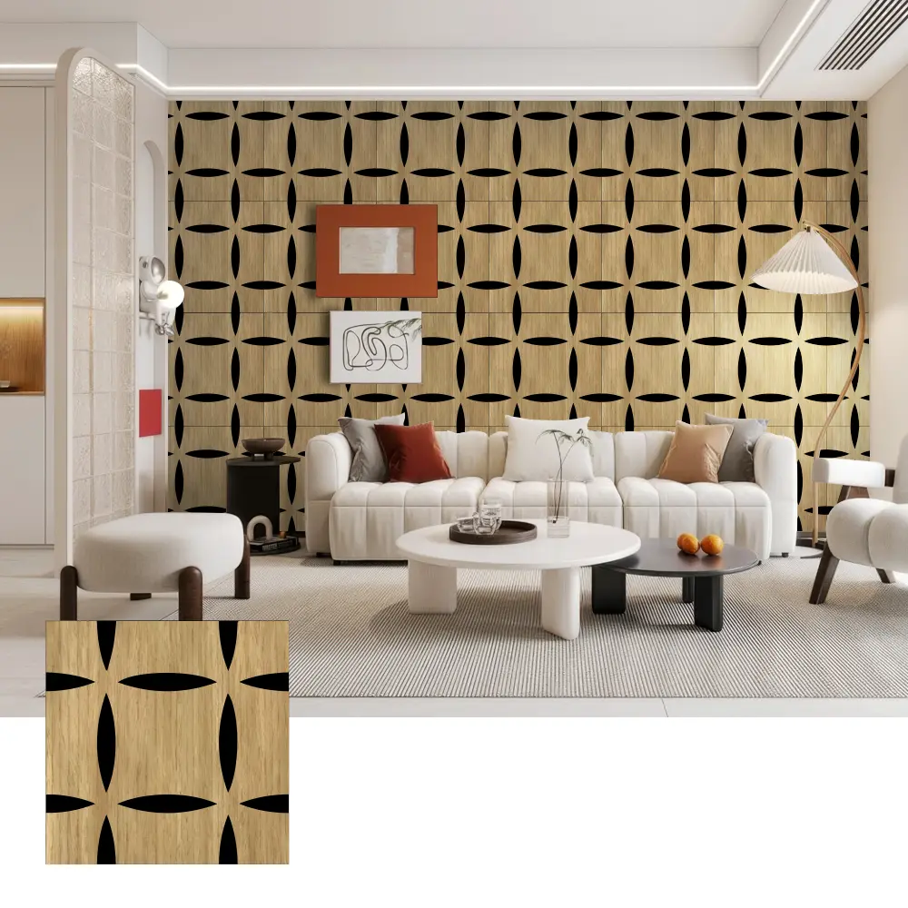 Pannelli murali acustici in legno 3D per interni decorativi