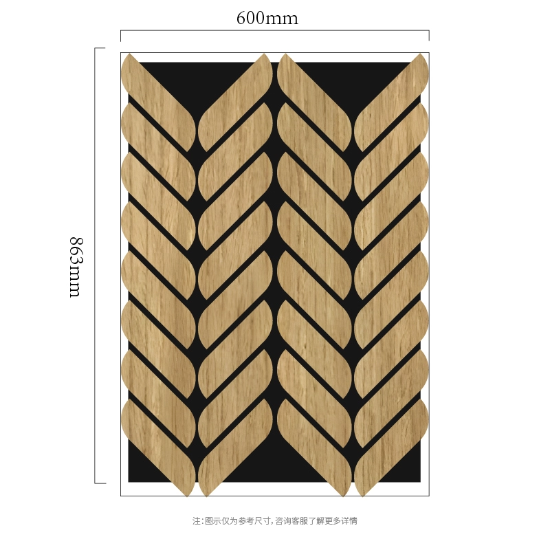 Pannello a parete acustico in MDF su PET a mosaico Chevron Leaf