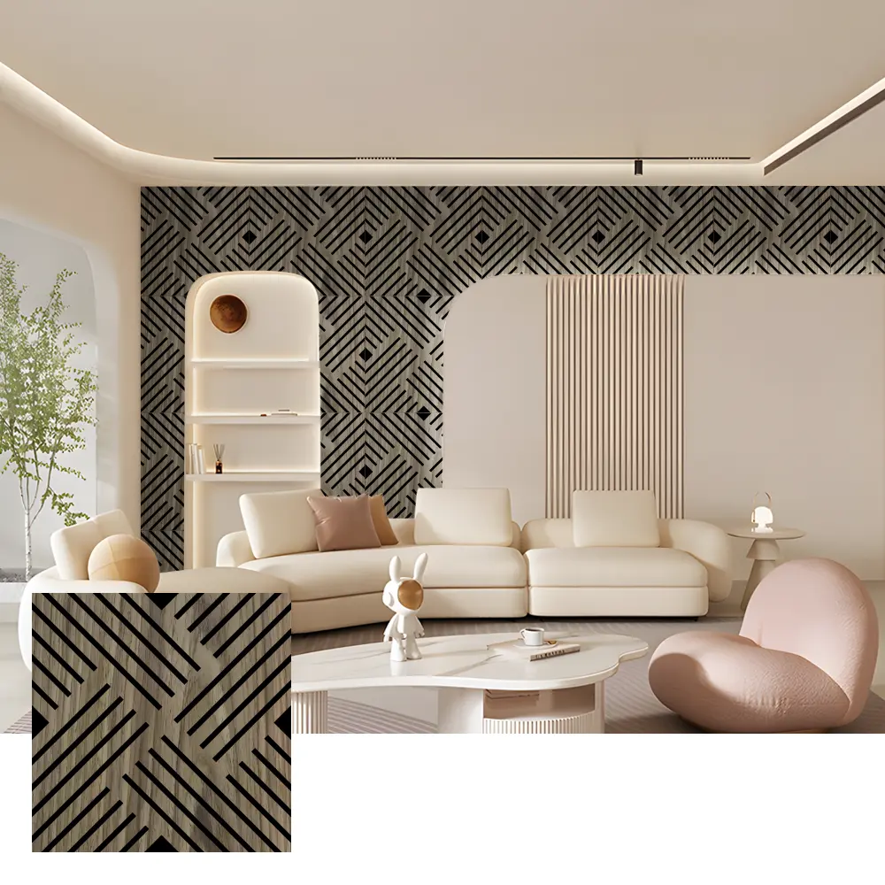 Pannelli acustici ecologici a doghe di legno per pareti interne Pannelli acustici ecologici a doghe di legno per pareti interne