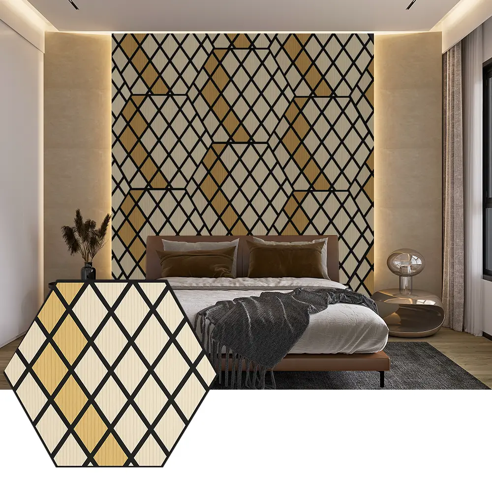 Pannelli acustici esagonali in PET per il design moderno delle pareti Pannelli acustici esagonali in PET per il design moderno delle pareti