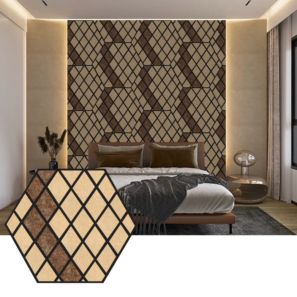Pannelli acustici esagonali in PET per il design moderno delle pareti