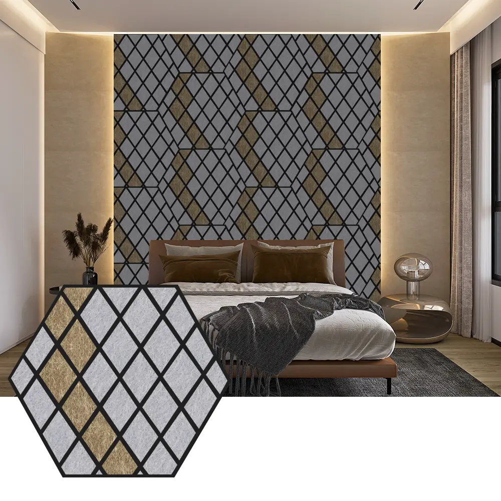 Pannelli acustici esagonali in PET per il design moderno delle pareti