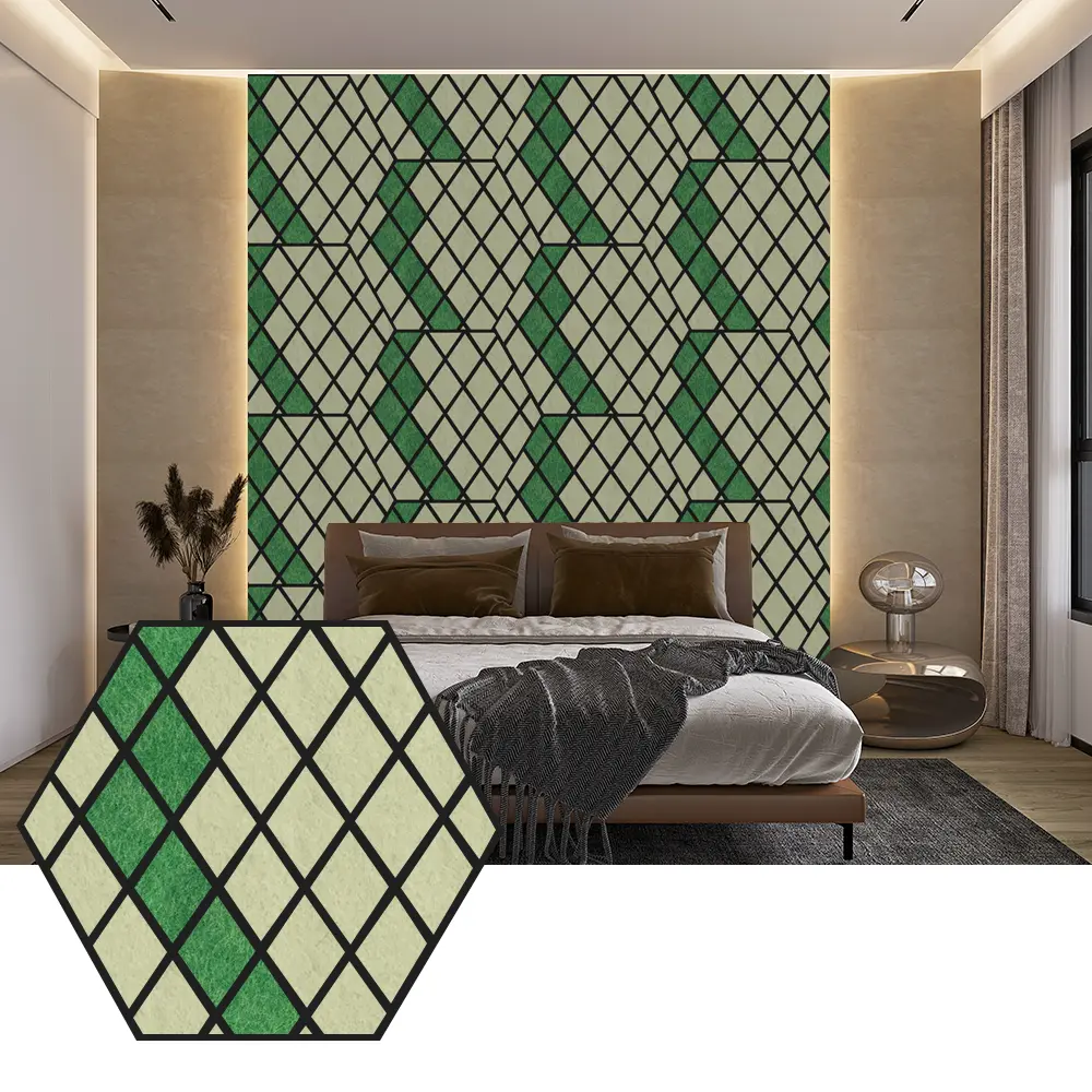 Pannelli acustici esagonali in PET per il design moderno delle pareti