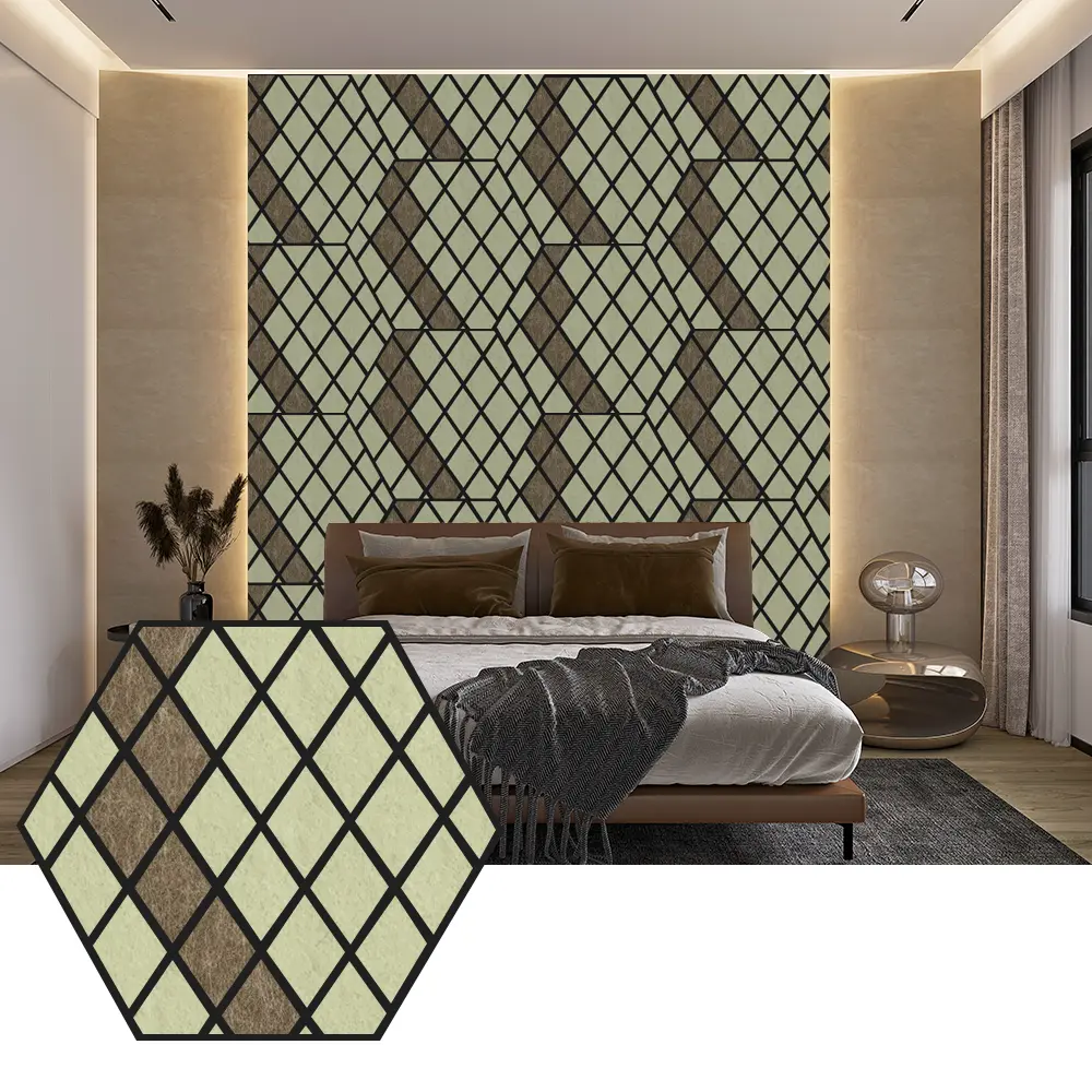 Pannelli acustici esagonali in PET per il design moderno delle pareti