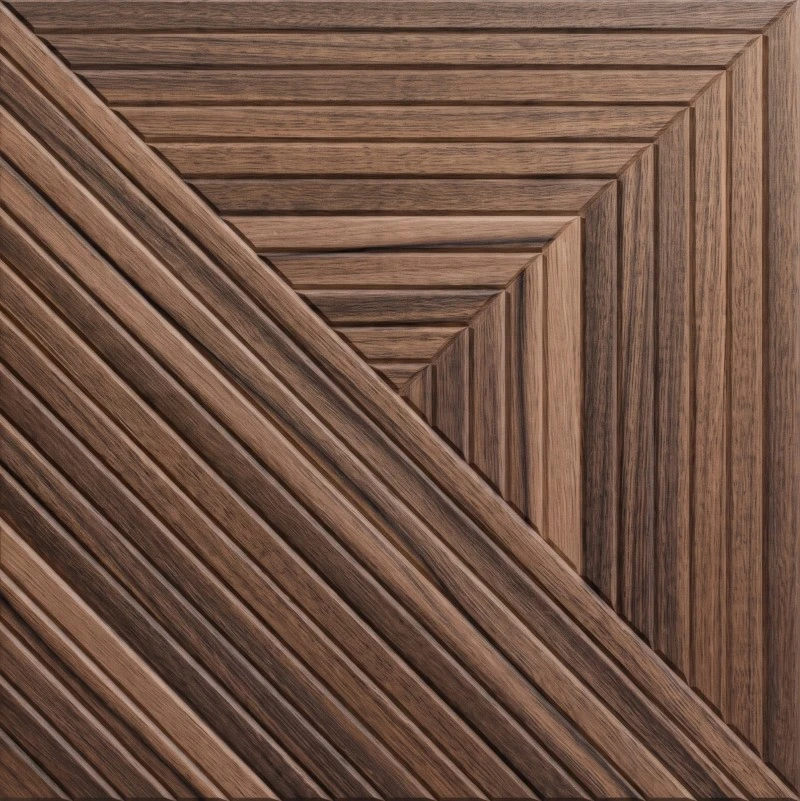 Pannello in rovere stratificato in PET scanalato con stampa UV 3D Wonear